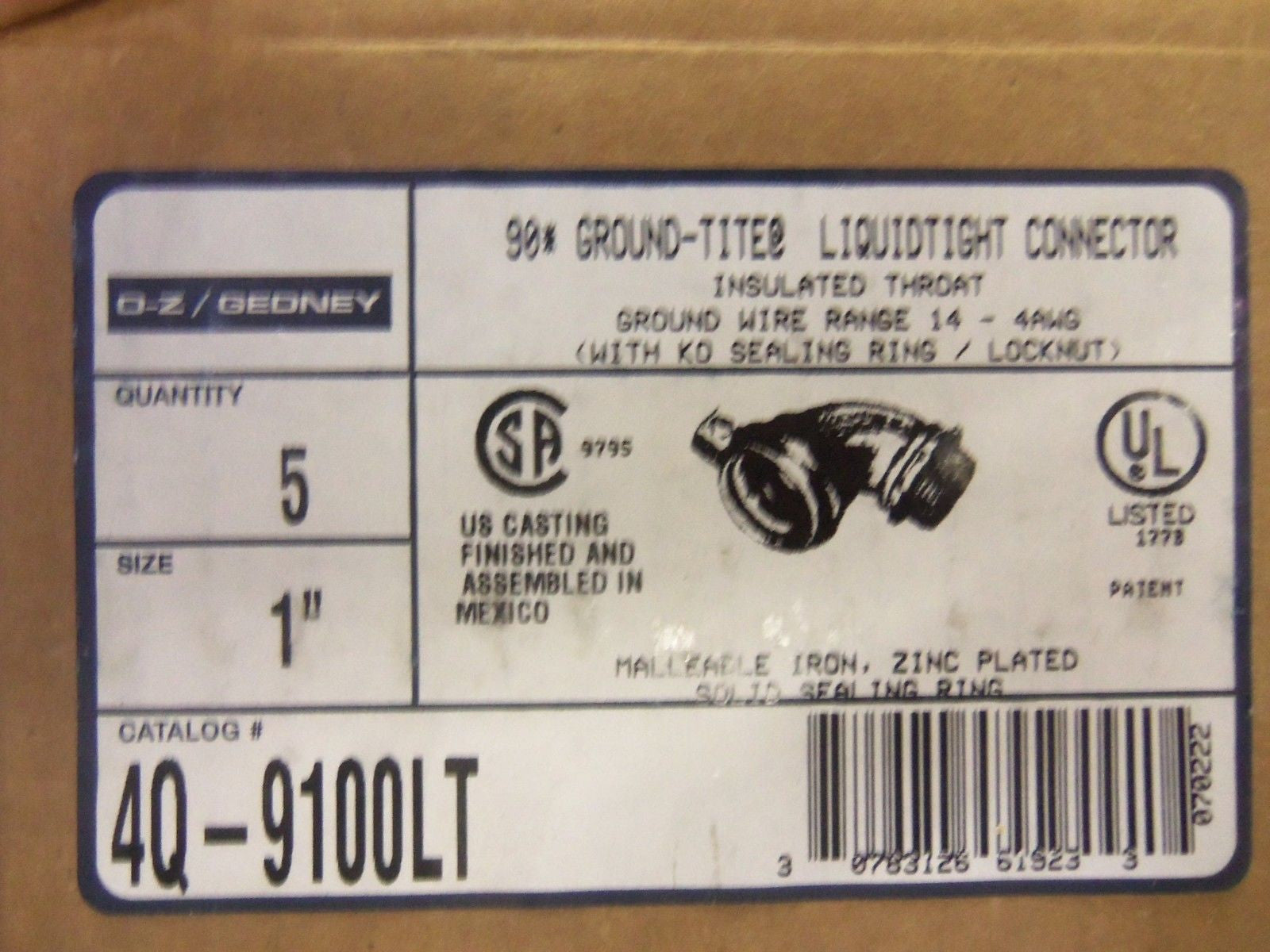LOT OF 5 EGS 4Q-9100LT CONDUIT *NEW IN BOX*