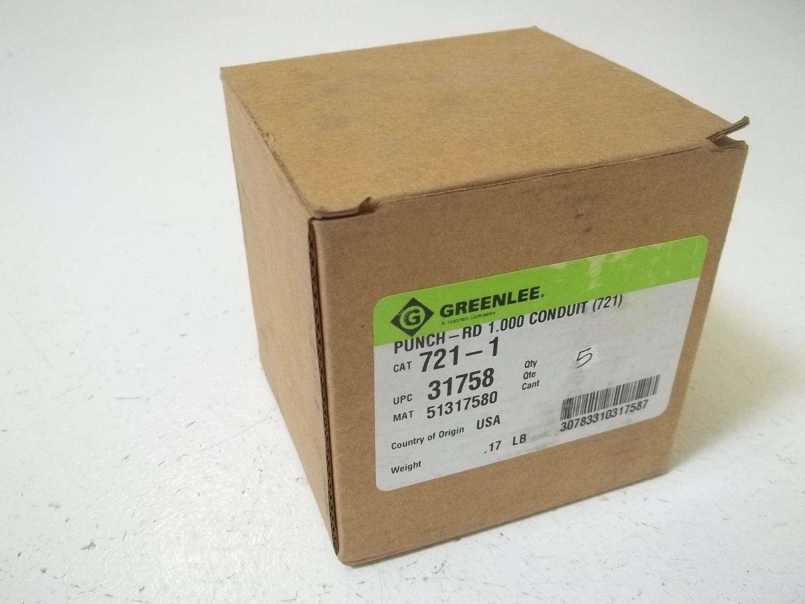 LOT OF 5 GREEENLEE 721-1 PUNCH-RD 1.000 CONDUIT *NEW IN BOX*