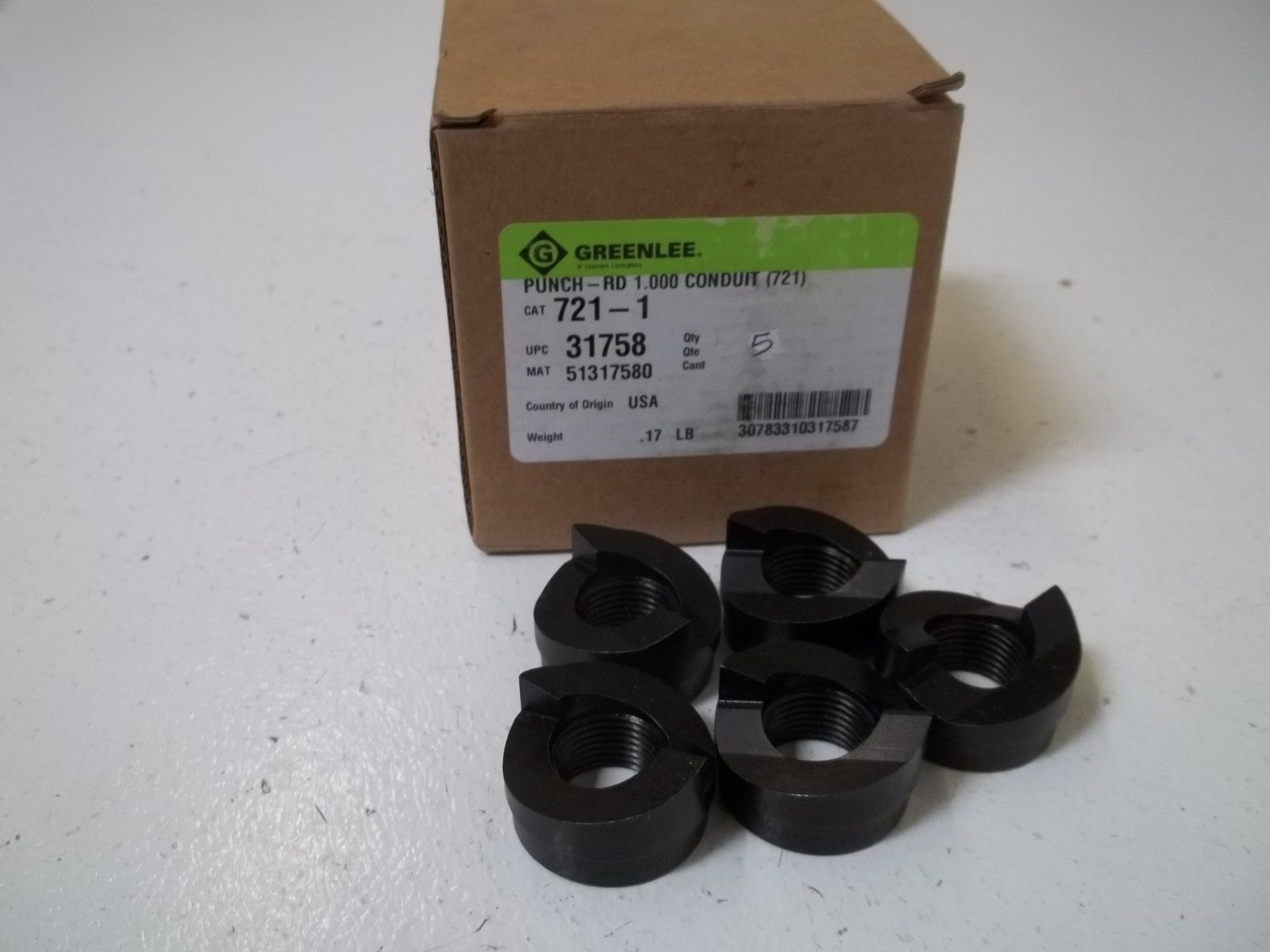 LOT OF 5 GREEENLEE 721-1 PUNCH-RD 1.000 CONDUIT *NEW IN BOX*