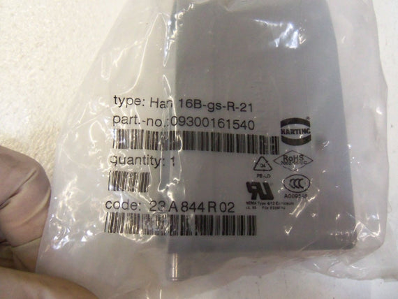 LOT OF 5 HARTING HOOD SIDE ENTRY HAN-16B-GS-R-21 *NEW IN FACTORY BAG*