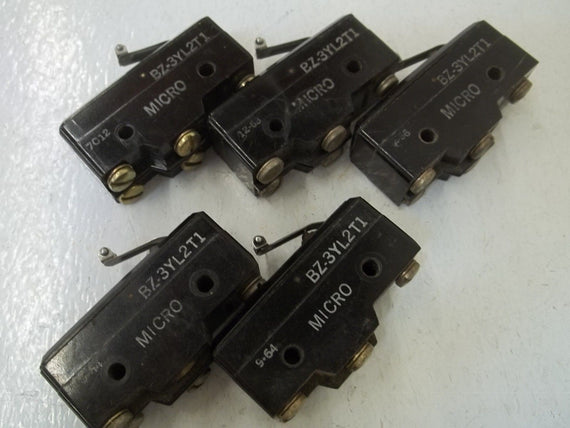 LOT OF 5 MICROSWITCH BZ-3YL2T1 LIMIT SWITCH *USED*