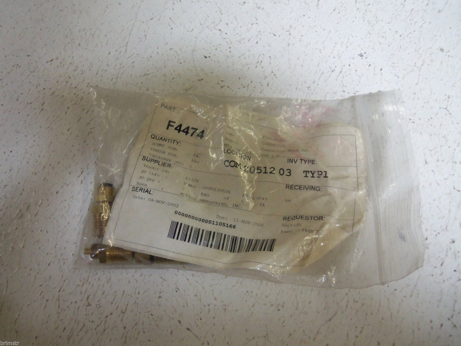 LOT OF 5 PARKER 68P-4-4 CONNECTOR MALE *NEW NO BOX*