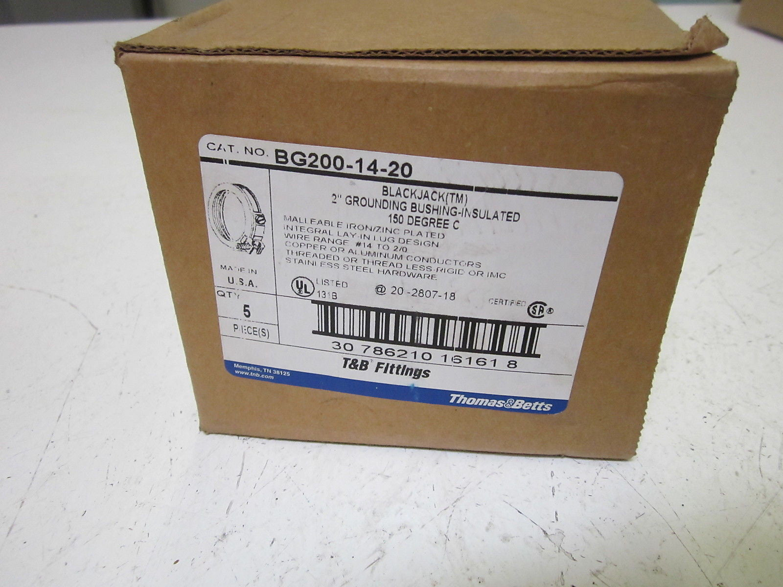 LOT OF 5 THOMAS & BETTS BG200-14-20 BLACK JACK 2" *NEW IN BOX*