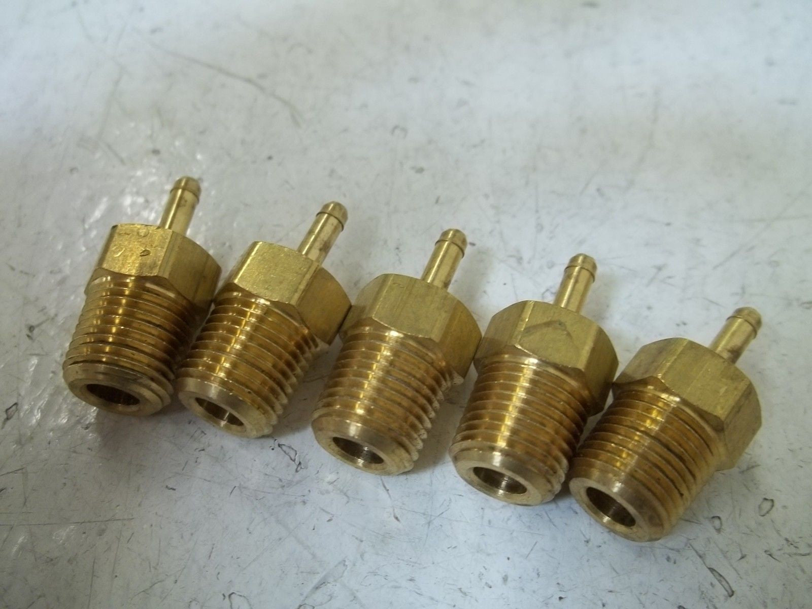 LOT OF 5 WH1068X2.5X2 BRASSS MINI BARB MALE 5/32 TUBE *NEW NO BOX*