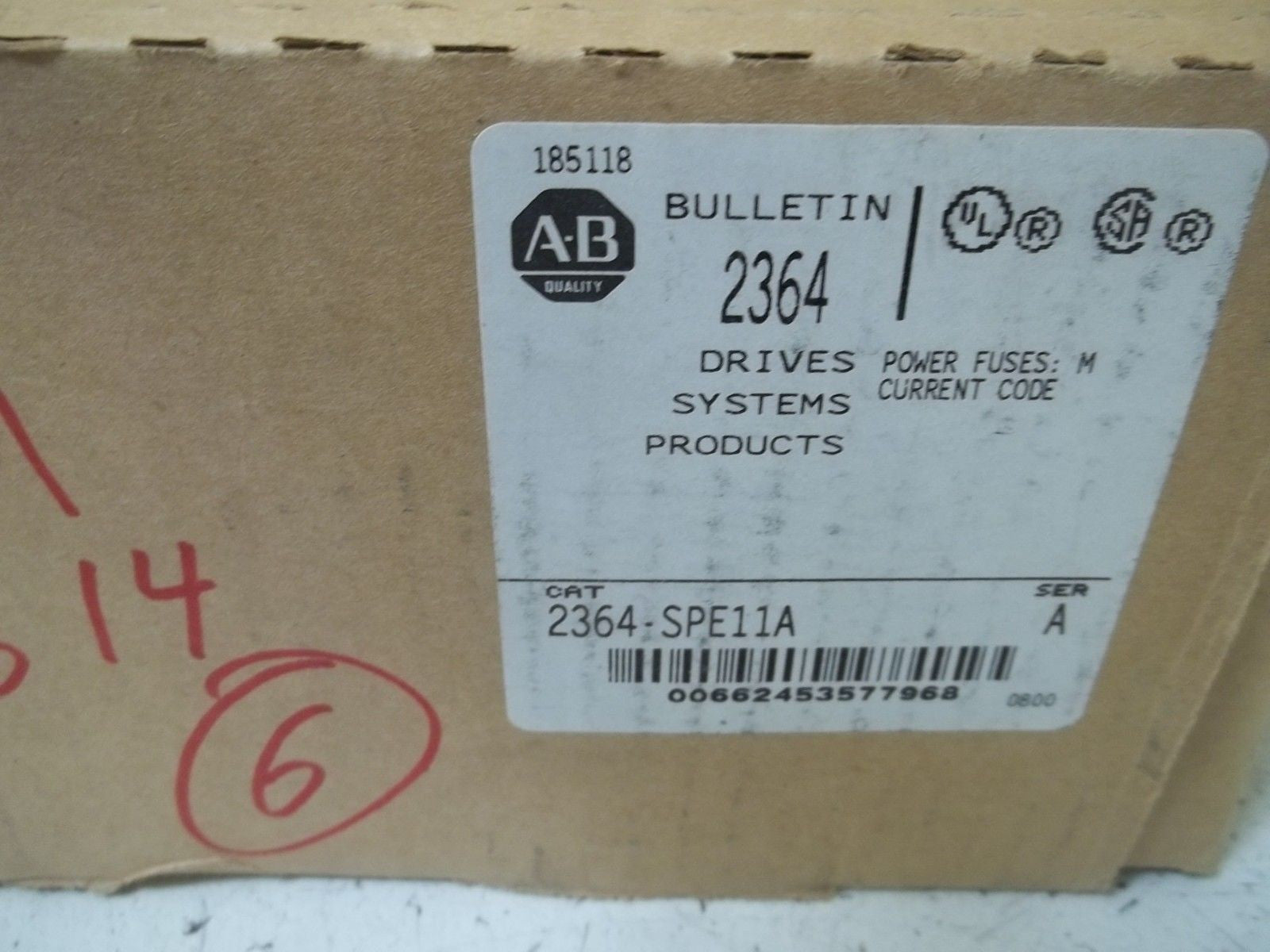 LOT OF 6 ALLEN BRADLEY 2364-SPE11A SER.A POWER FUSE:M CURR. CODE*NEW IN BOX*