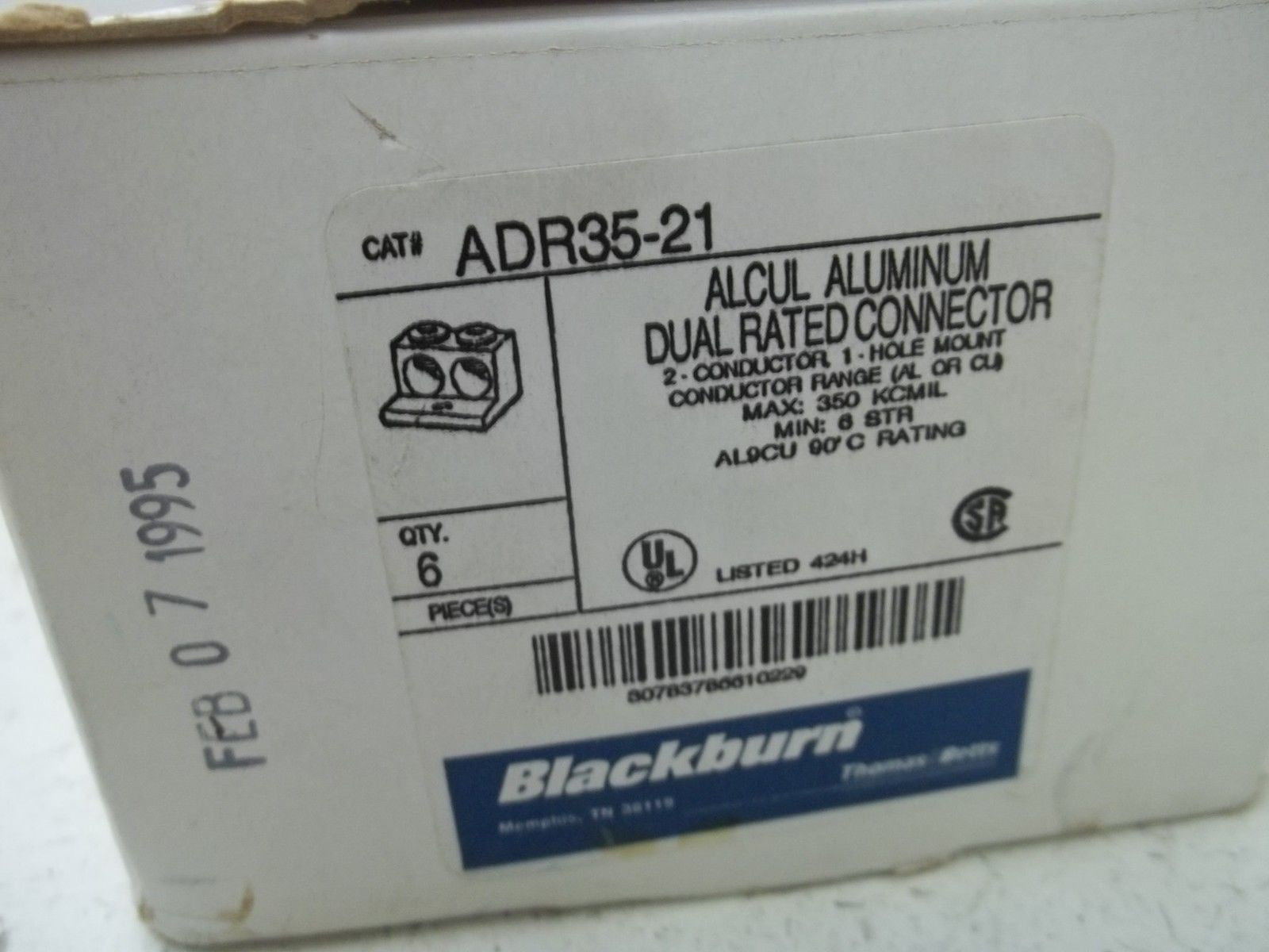 LOT OF 6 BLACKBURN ADR35-21 DUAL RATED CONNECTOR *NEW IN BOX*