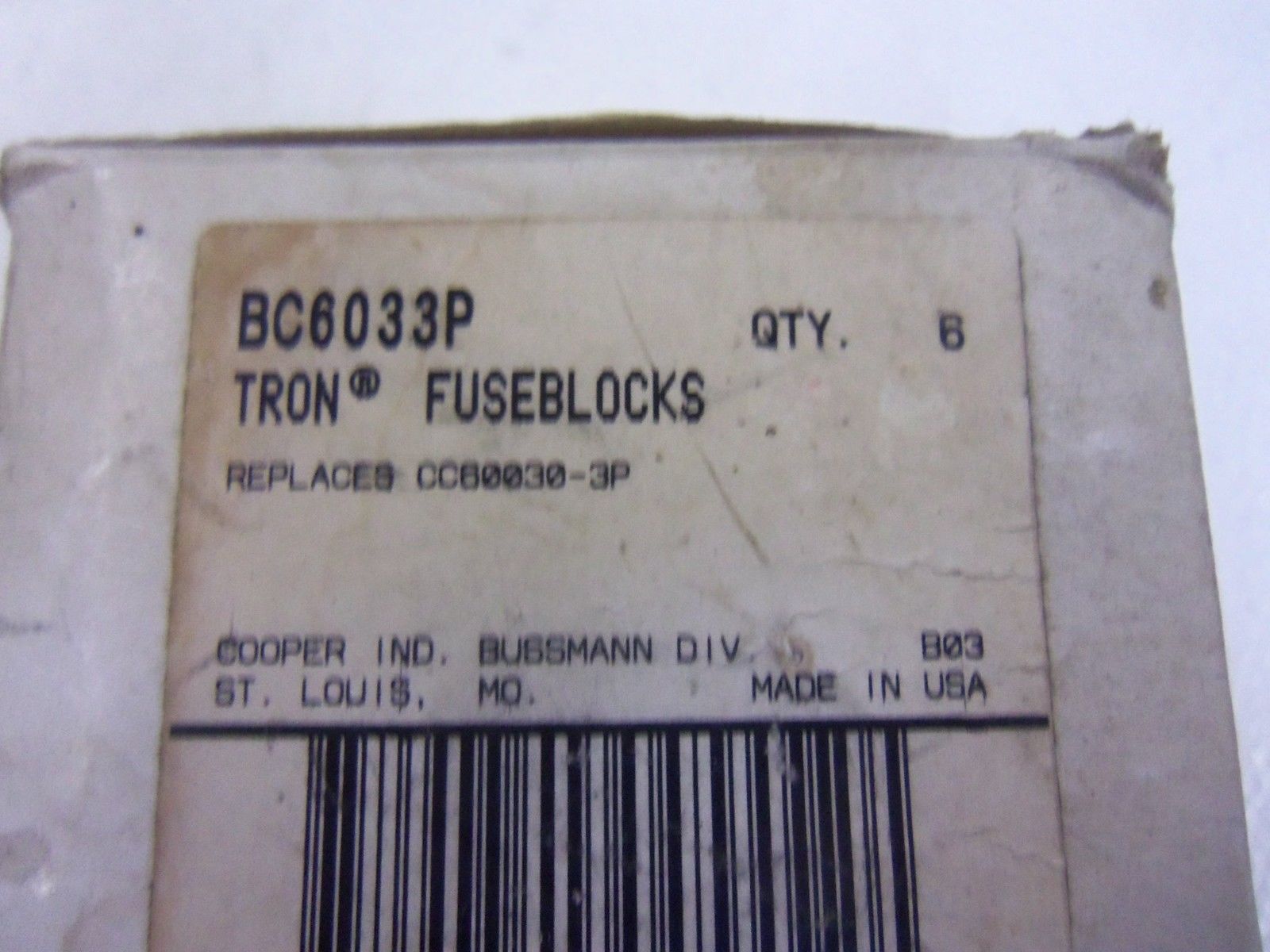 LOT OF 6 BUSSMANN BC6033P *NEW IN BOX*