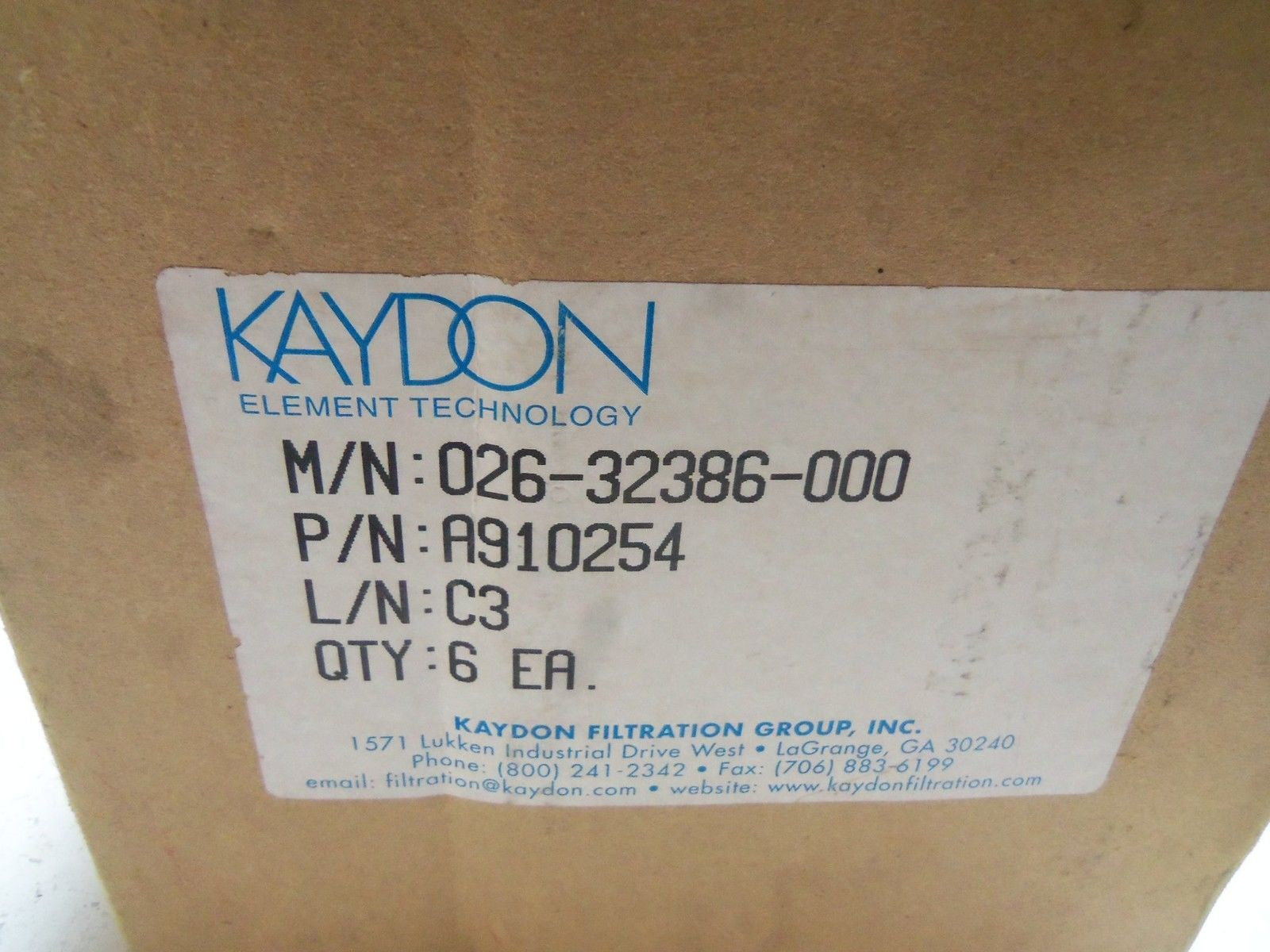 LOT OF 6 KAYDON A910254 FILTER *NEW IN BOX*