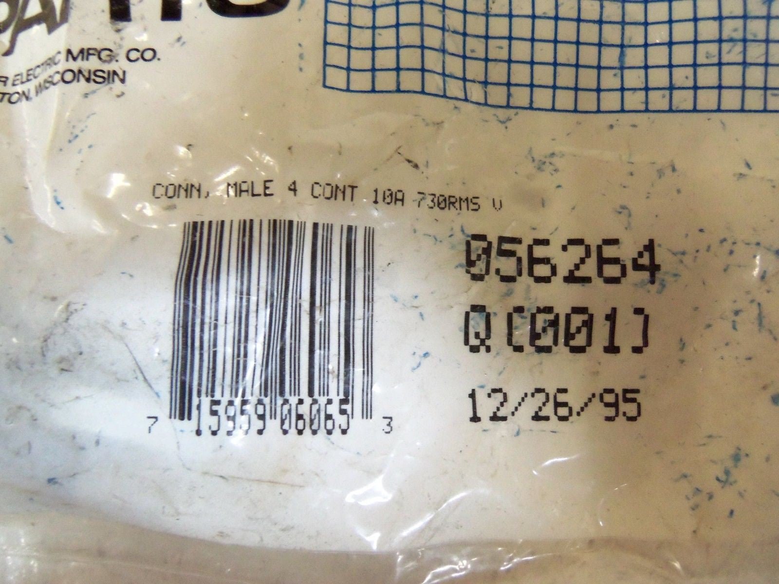 LOT OF 6 MILLER MALE CONNECTOR 056264 *NEW IN FACTORY BAG*
