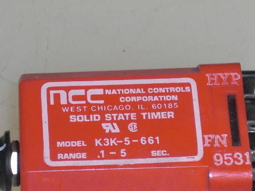LOT OF 6 NCC K3K-00005-661  TIME DELAY RELAY K3K-5-661 *USED*
