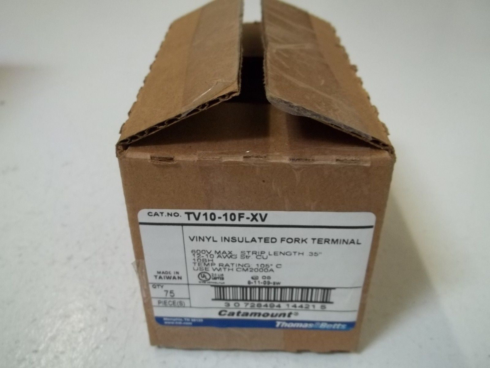 LOT OF 75 THOMAS & BETTS TV10-10F-XV VINYL INSULATED FORK TERMINAL*NEW IN BOX*