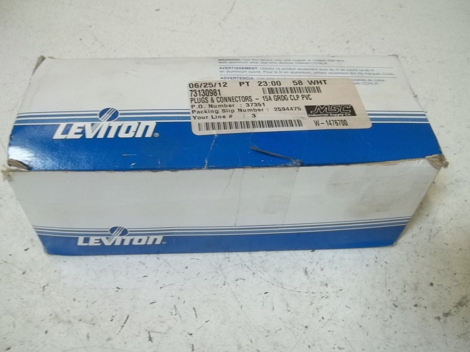 LOT OF 7 LEVITON 515PV 2-POLE 3-WIRE ROUND PLUG *NEW IN BOX*