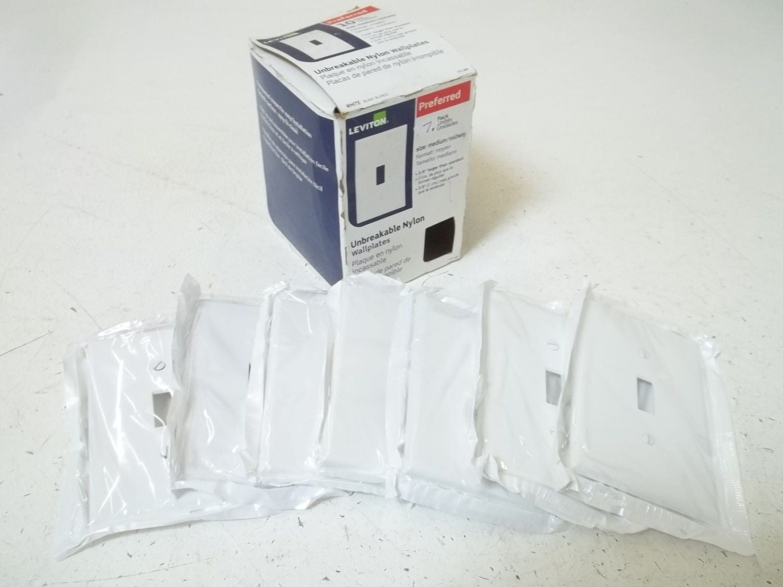 LOT OF 7 LEVITON M52-PJ1-WM UNBREAKABLE NYLON WALLPLATES*NEW IN BOX*