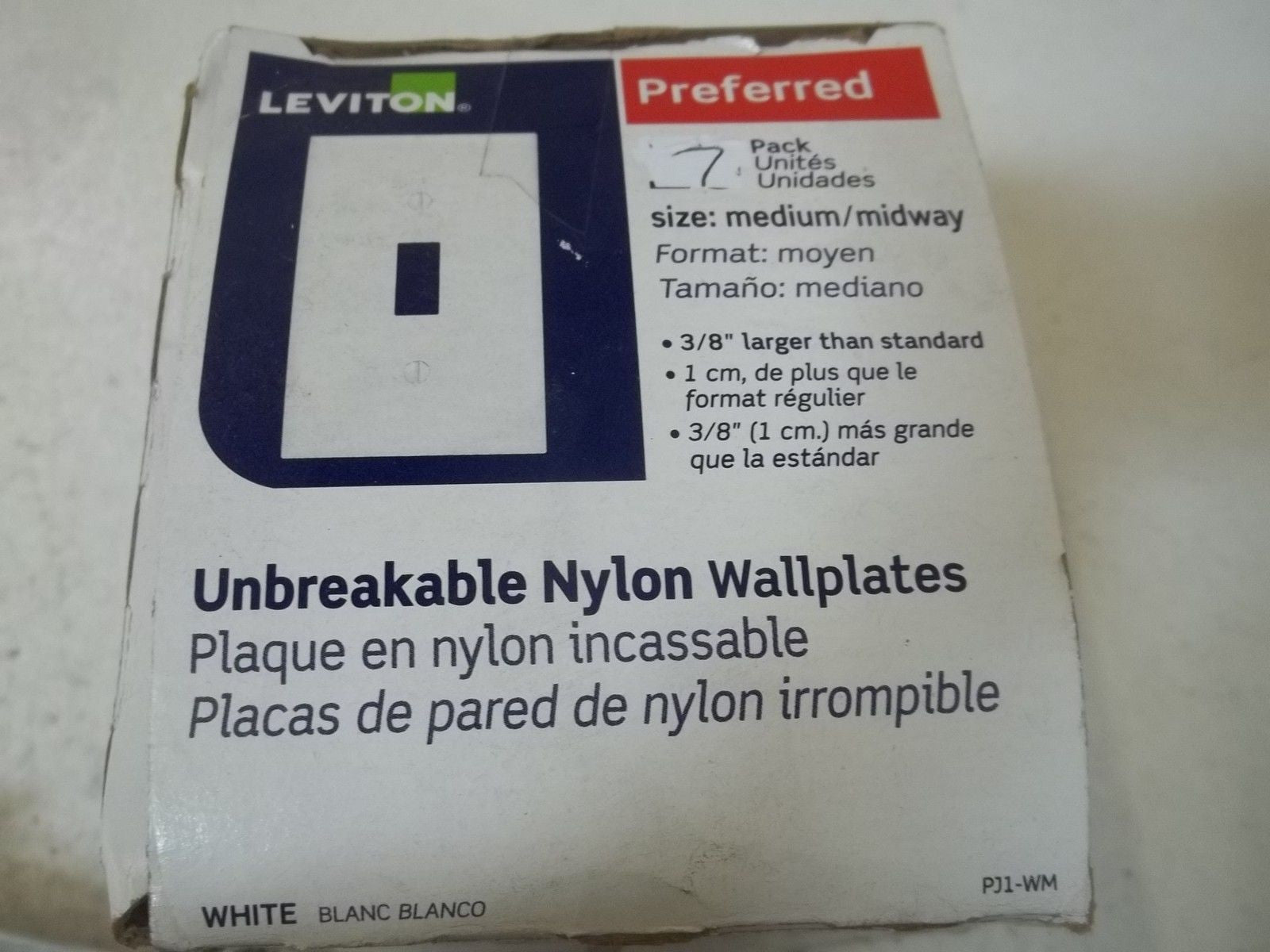 LOT OF 7 LEVITON M52-PJ1-WM UNBREAKABLE NYLON WALLPLATES*NEW IN BOX*