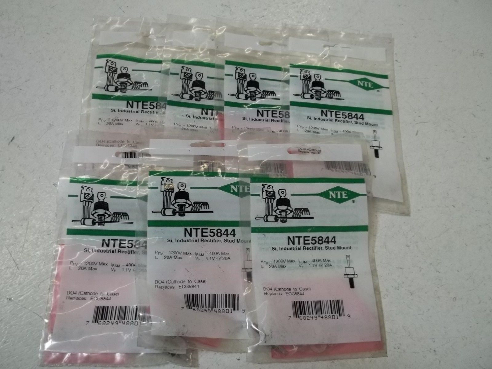 LOT OF 7 NTE  INC. NTE5844 SI, IND. RECTIFIER,STUD MOUNT *NEW IN A FACTORY BAG*