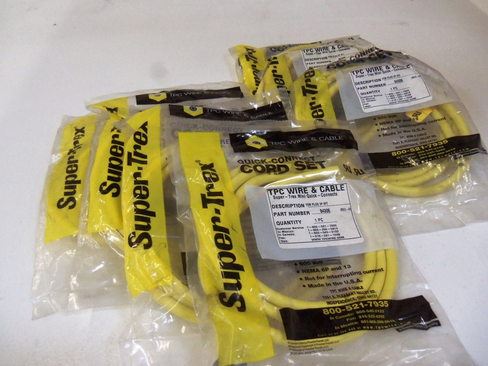 LOT OF 7 TPC WIRE & CABLE 84306 *NEW IN FACTORY BAG*