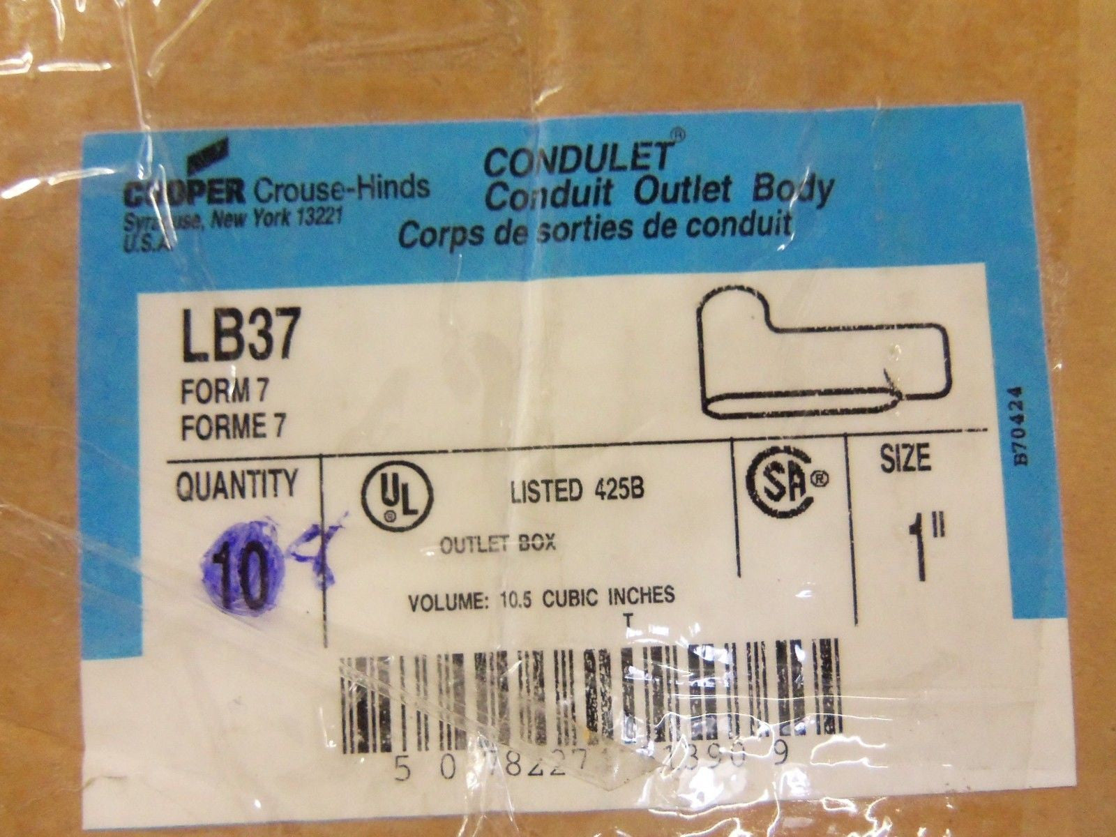 LOT OF 8 CROUSE-HINDS COOPER LB37 CONDUIT *NEW IN BOX*