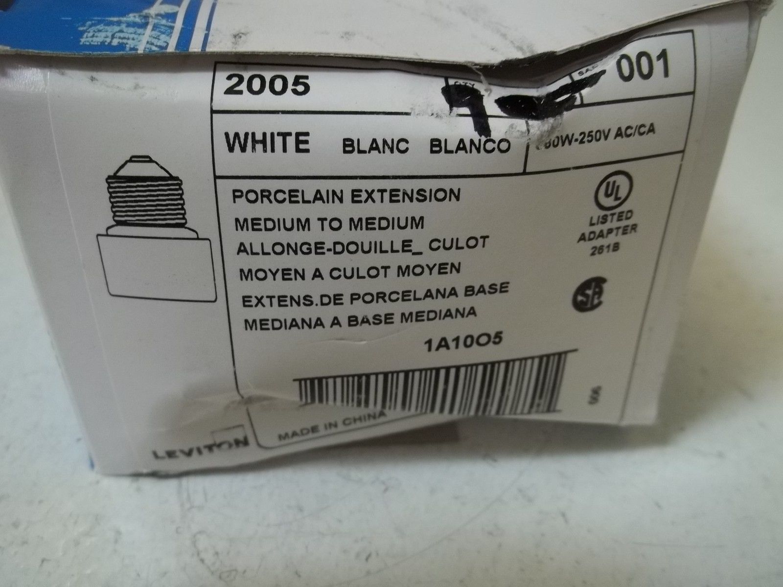 LOT OF 9 LEVITON 2005 PORCELAIN EXTENSION WHITE * NEW IN BOX *