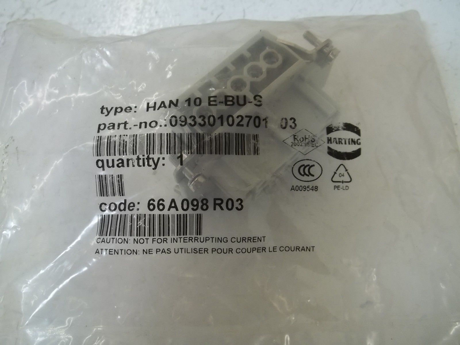 LOT OF 9 INDUSTRIAL MRO ROHS 0933010270103 * NEW IN A FACTORY BAG *