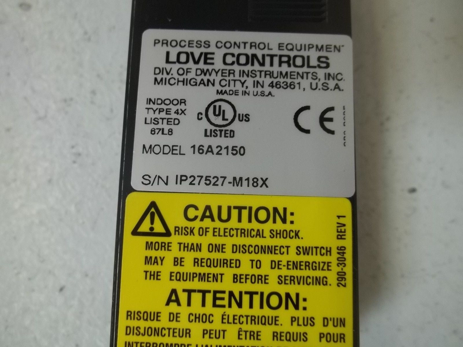 LOVE CONTROLS 16A2150 PROGRAMMABLE TEMPERATURE CONTROLLER *USED*