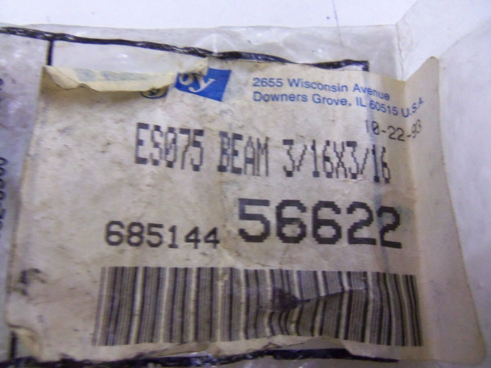 LOVEJOY ES075 BEAM 3/16X3/16   *NEW IN FACTORY BAG*