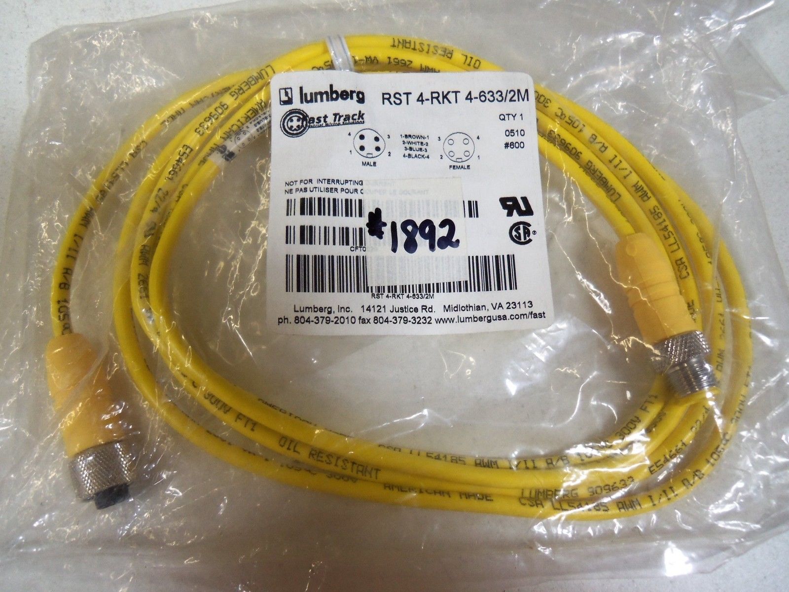 LUMBERG RST4-RKT4-633/2M *NEW IN FACTORY BAG*