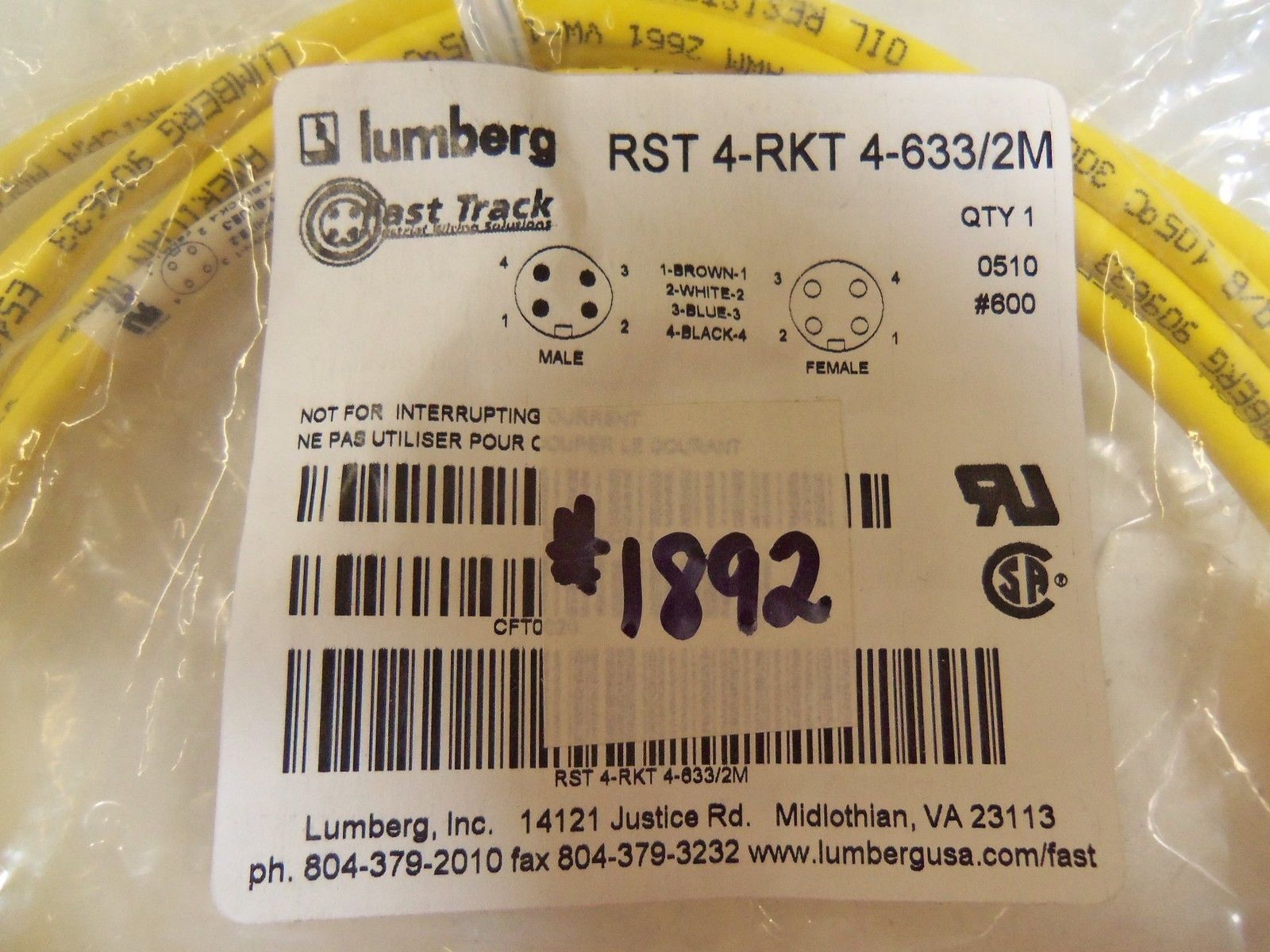 LUMBERG RST4-RKT4-633/2M *NEW IN FACTORY BAG*
