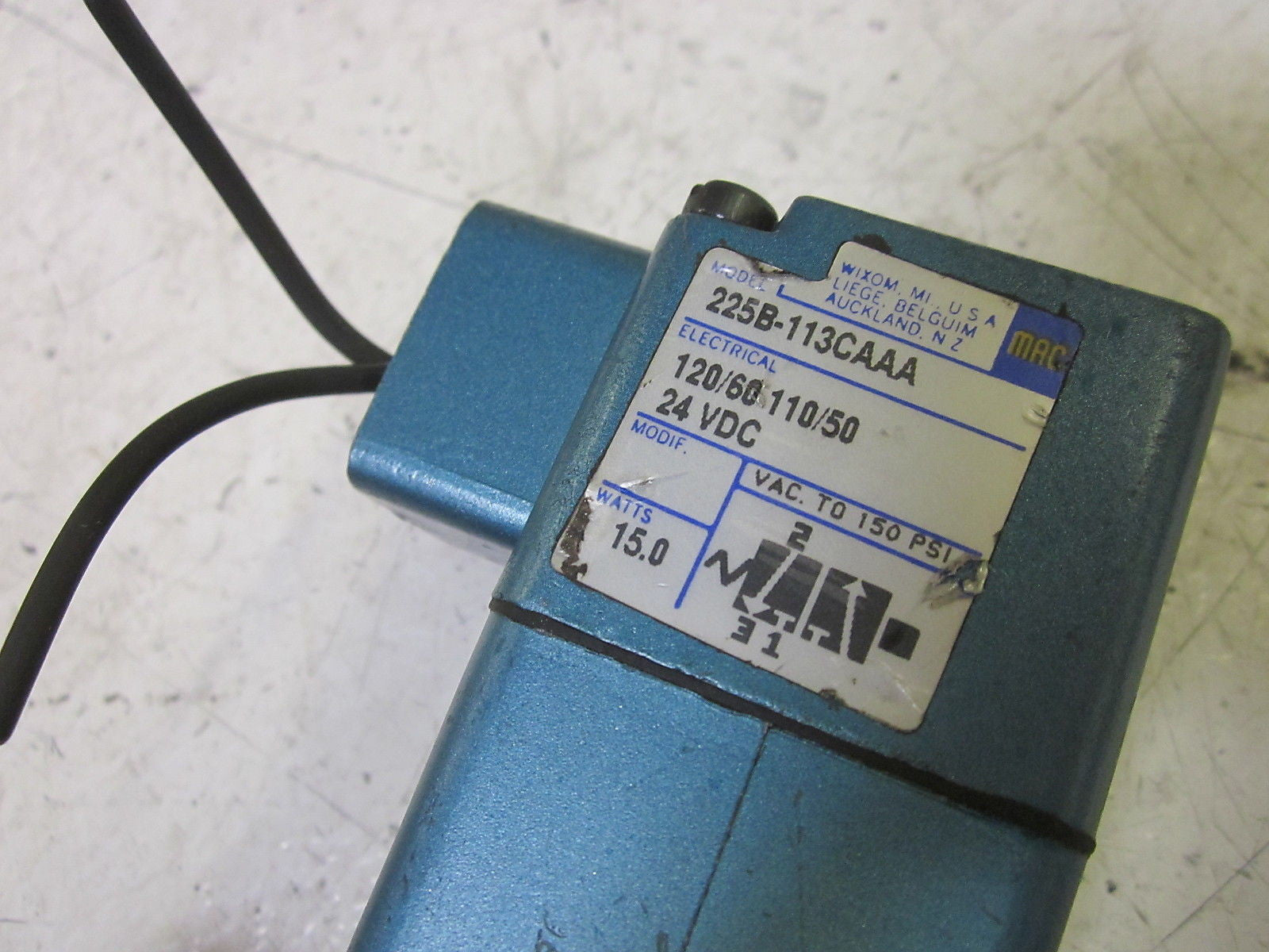 MAC 225B-113CAAA SOLENOID VALVE 24VDC *USED*