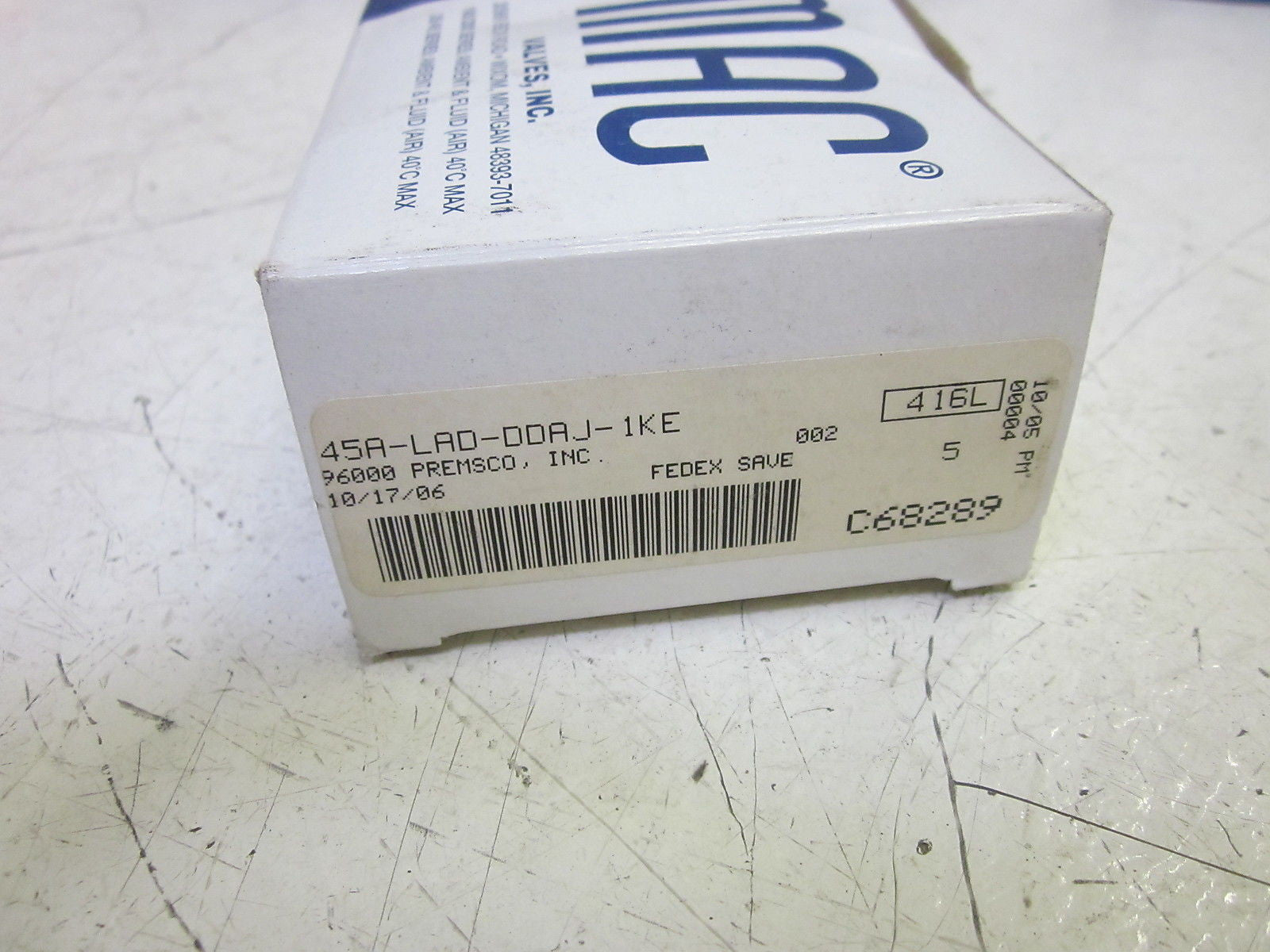 MAC 45A-LAD-DDAJ-1KE SOLENOID VALVE 24VDC (AS PICTURED W/ CORD) *NEW IN BOX*