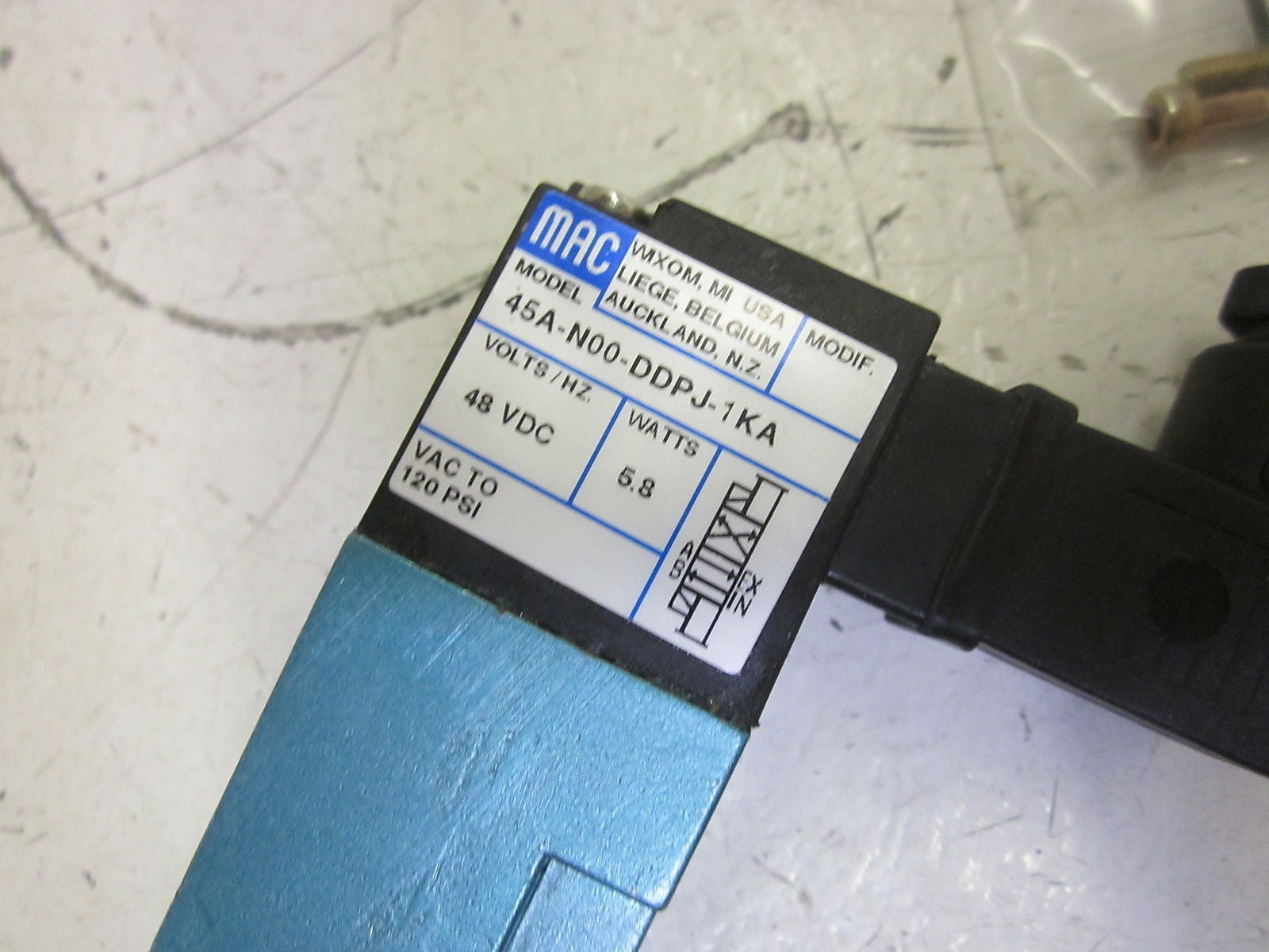 MAC 45A-N00-DDPJ-1KA SOLENOID VALVE 48VDC *NEW IN BOX*
