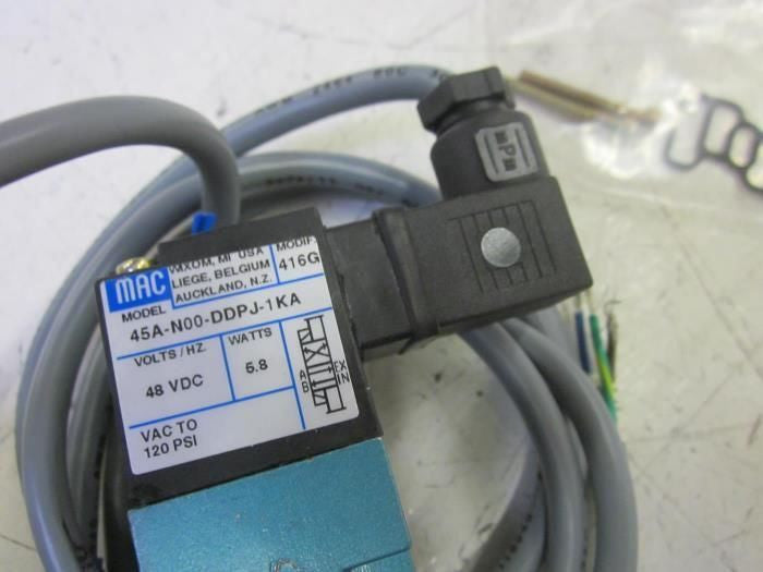 MAC 45A-N00-DDPJ-1KA SOLENOID VALVE 48VDC (AS PICTURED) *NEW IN BOX*
