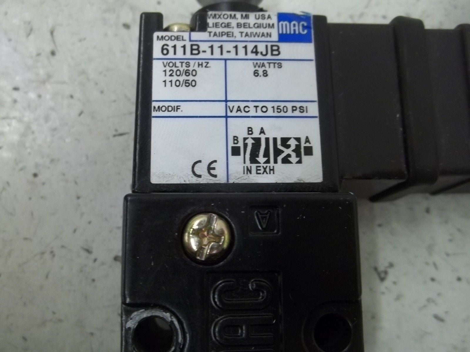 MAC 611B-11-114JB SOLENOID VALVE *USED*