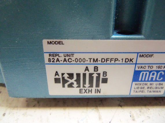 MAC 82A-AC-000-TM-DFFP-1DK SOLENOID VALVE *USED*