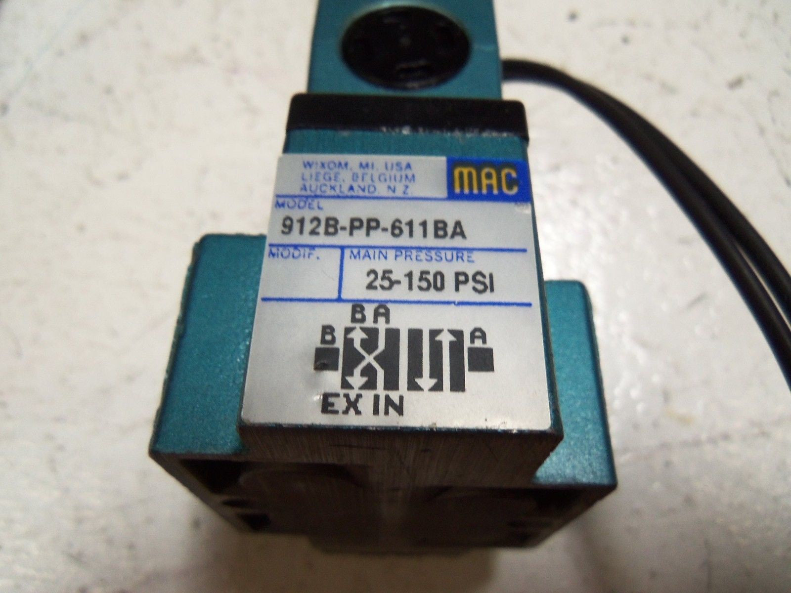 MAC 9128-PP-611BA SOLENOID PNEUMATIC VALVE *USED*