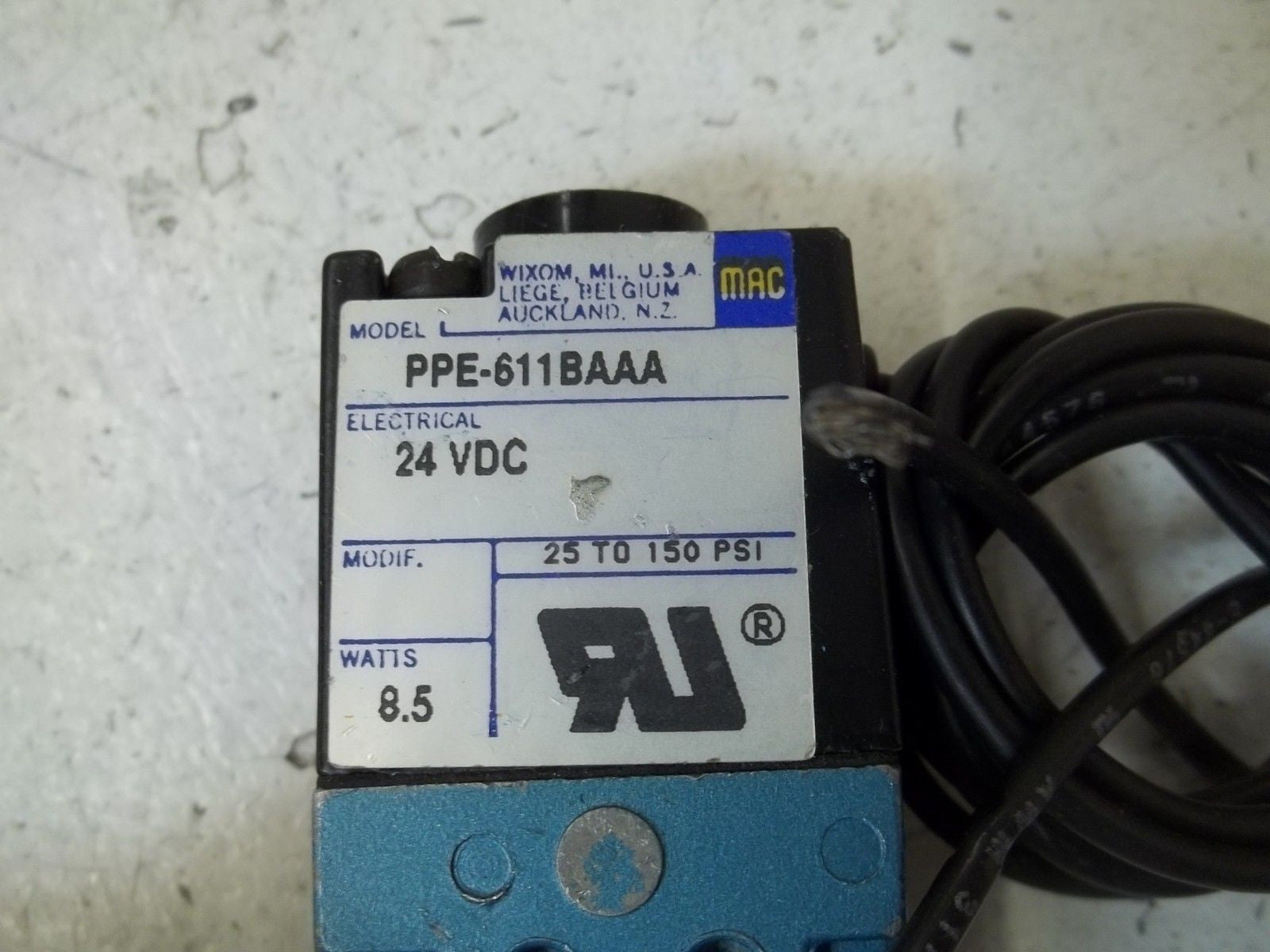 MAC PPE-611BAAA SOLENOID VALVE 24VDC *USED*