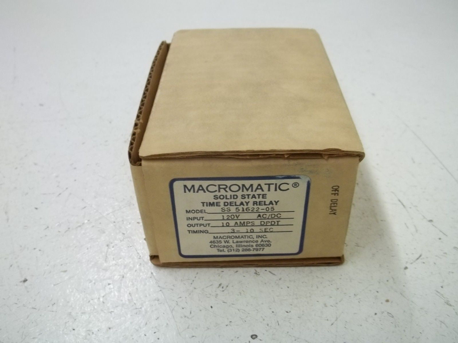 MACROMATIC SS51622-05 SOLID SATE TIME DELAY  RELAY 120V *NEW IN BOX*