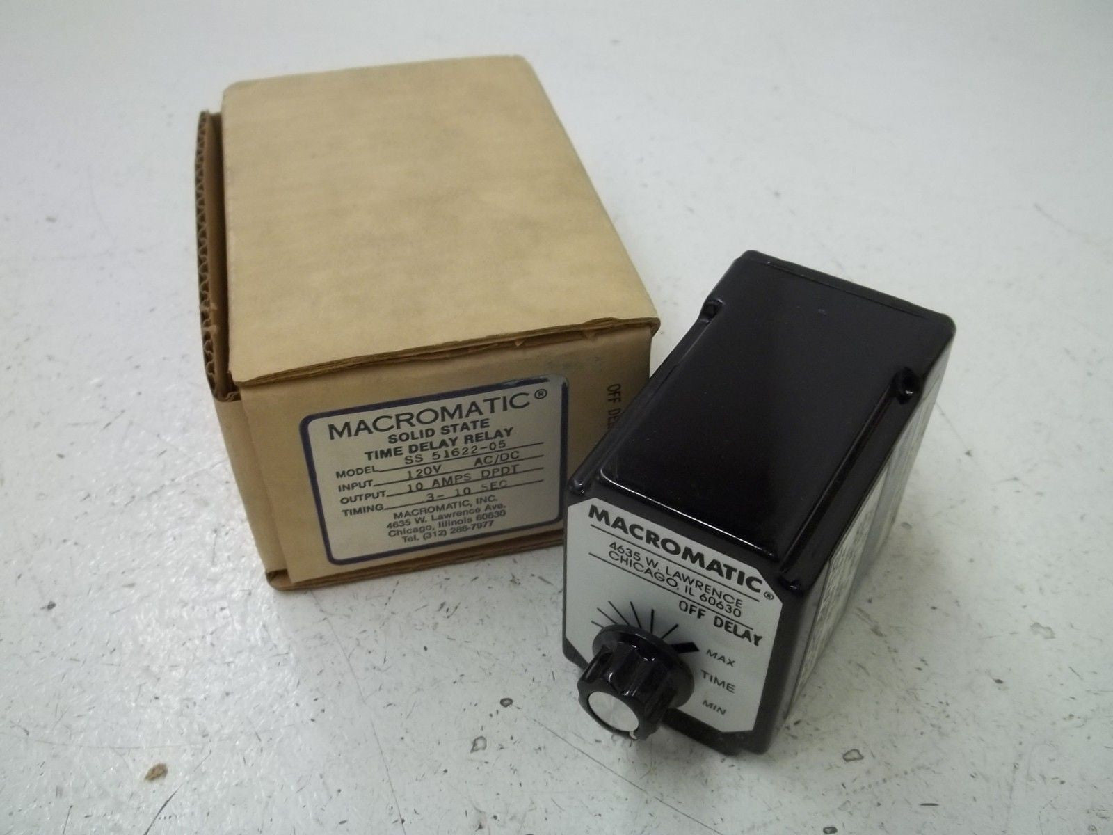MACROMATIC SS51622-05 SOLID SATE TIME DELAY  RELAY 120V *NEW IN BOX*