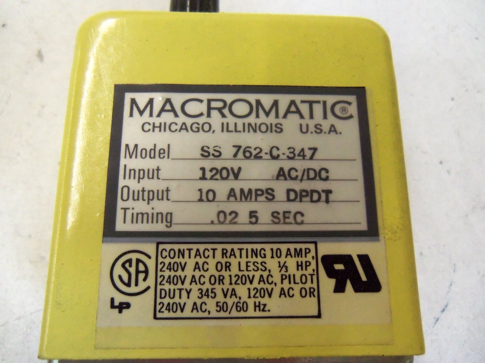 MACROMATIC SS 762-C-347 SOLID STATE TIME DELAY RELAY *NEW IN BOX*
