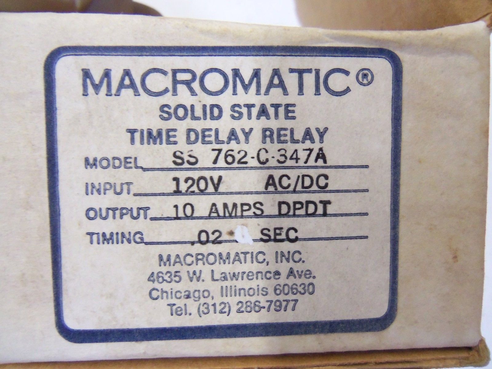 MACROMATIC SS 762-C-347A *NEW IN BOX*