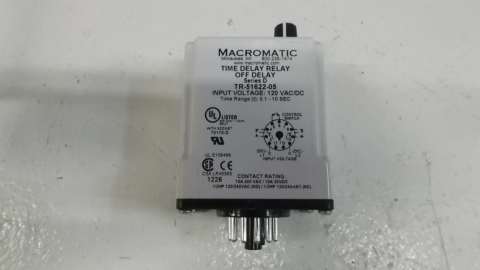 MACROMATICS TIME DELAY RELAY TR-51622-05 *NEW IN BOX*
