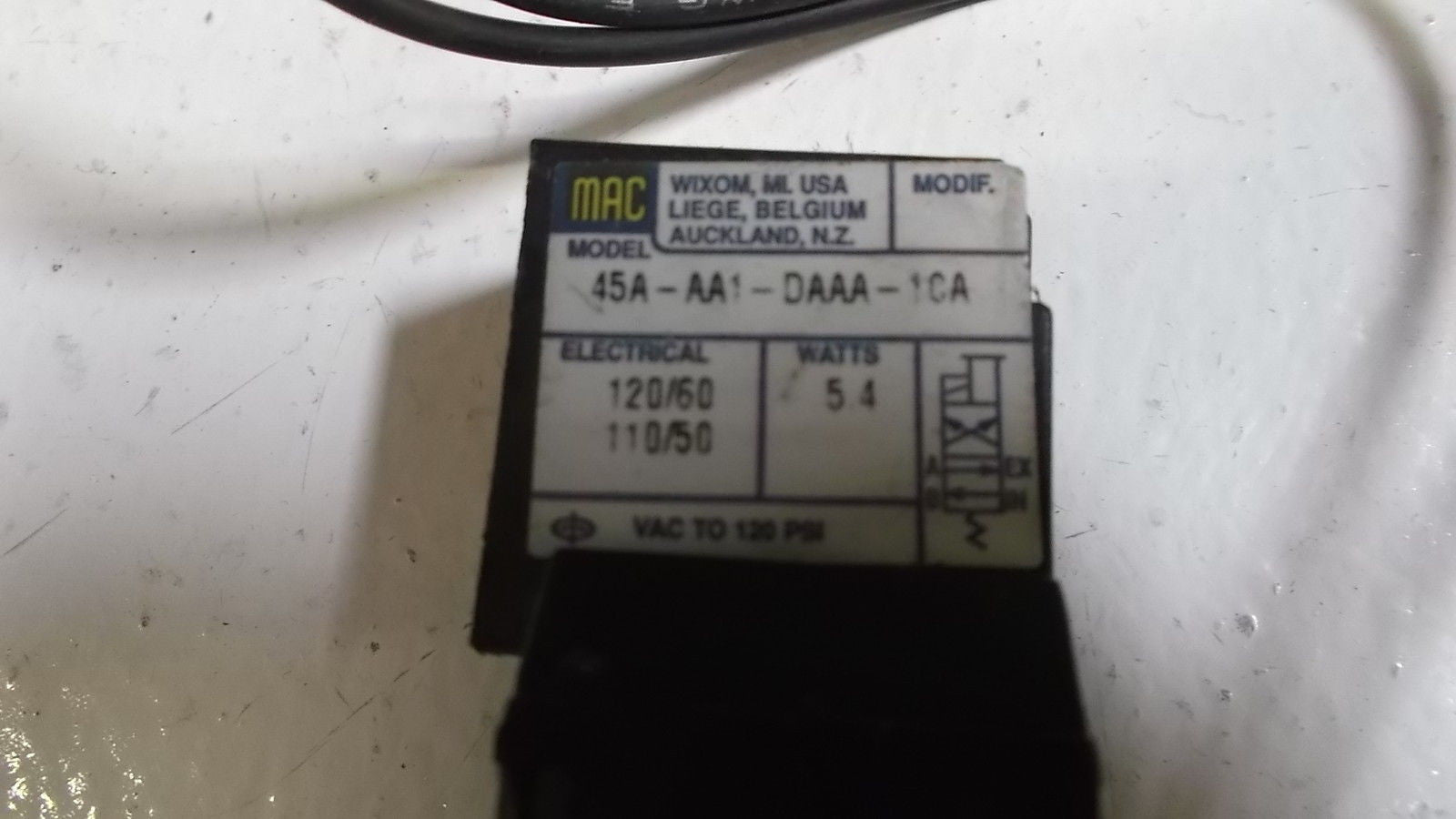 MAC VALVE 45A-AA1-DAAA-1CA SOLENOID COIL 110/120V *USED*