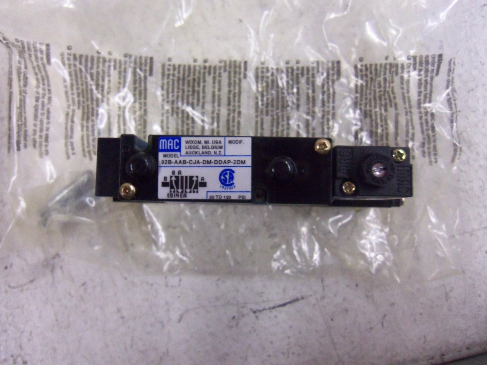 MAC VALVE 92B-AAB-CJA-DM-DDAP-2DM *NEW IN BOX *