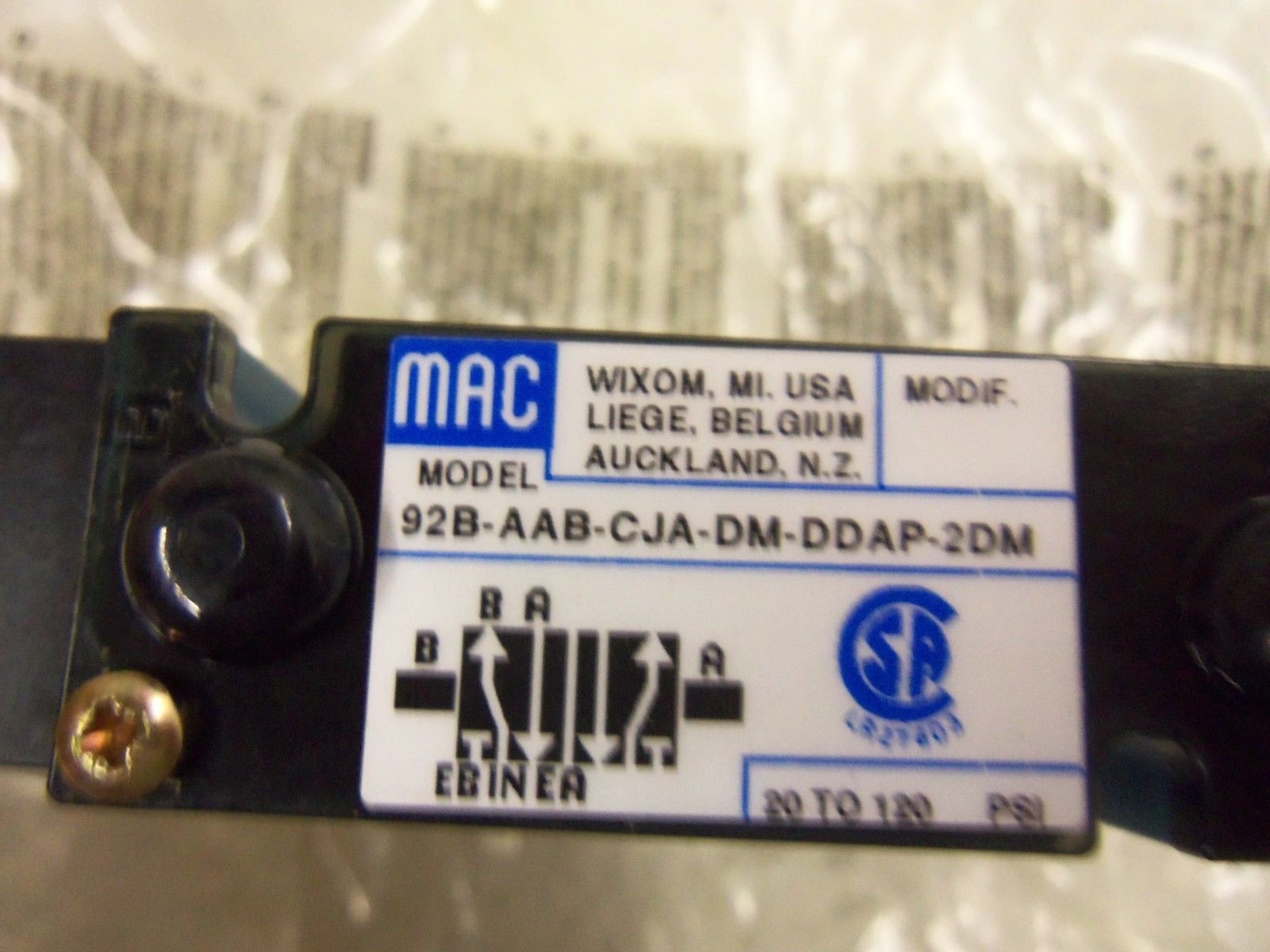 MAC VALVE 92B-AAB-CJA-DM-DDAP-2DM *NEW IN BOX *