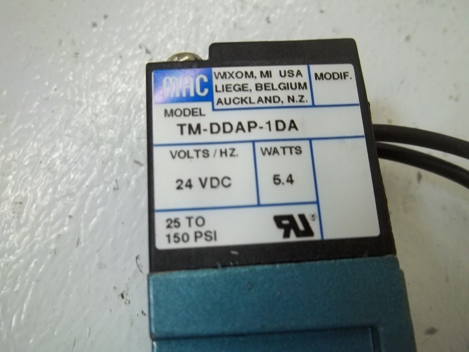 MAC VALVE INC. TM-DDAP-1DA PILOT OPERATOR VALVE *USED*