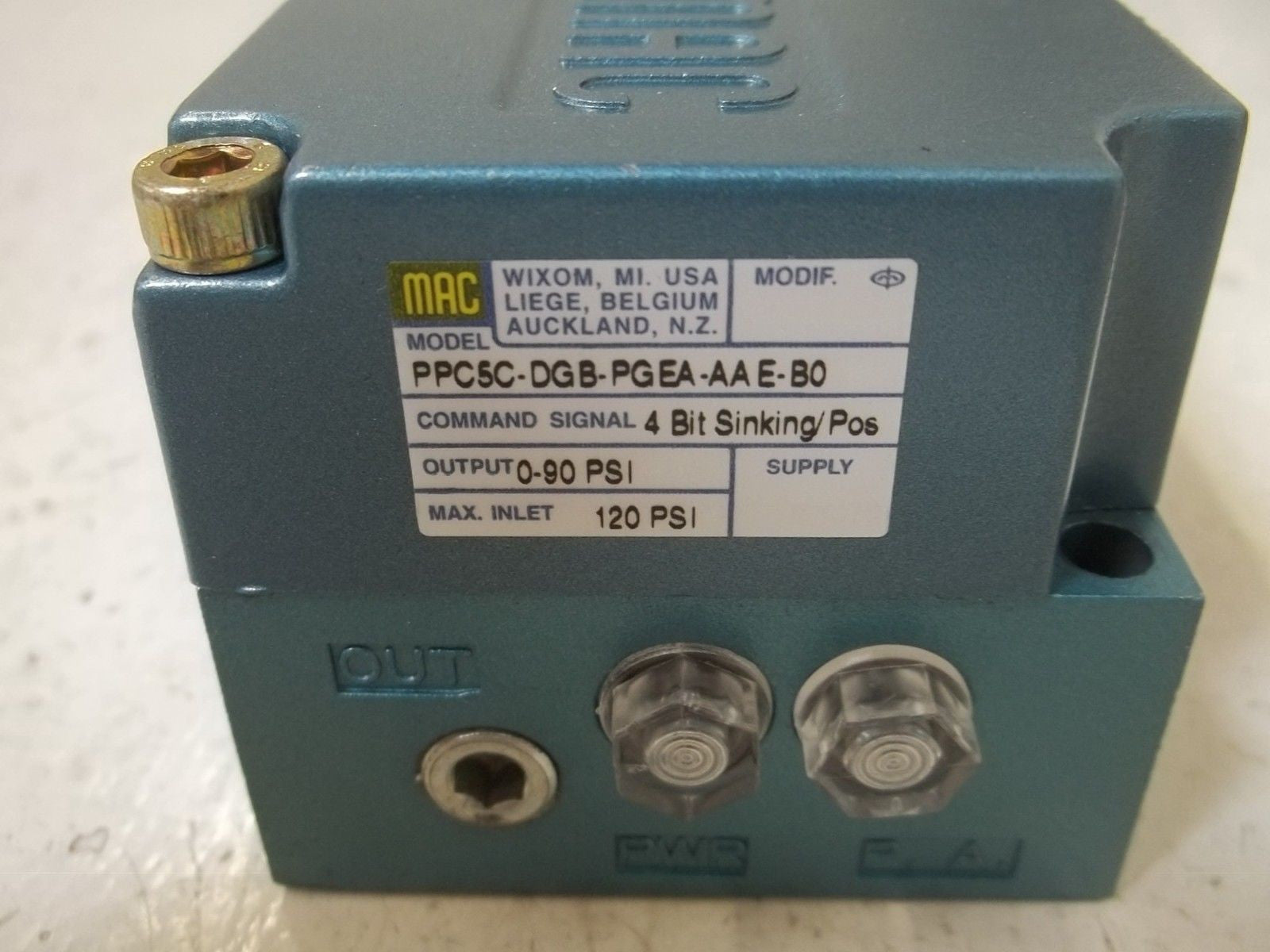 MAC VALVE PPC5C-DGB-PGEA-AAE-B0 4 BIT SINKING/ POS *USED*