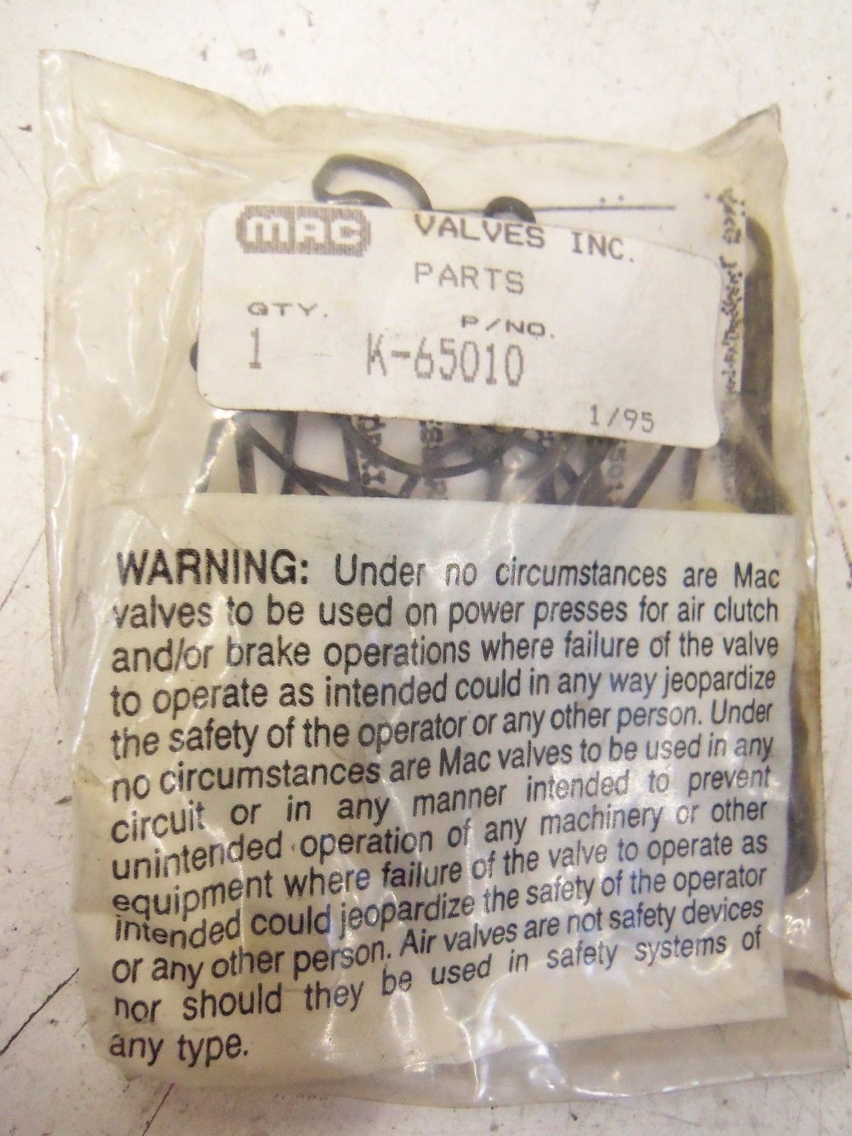 MAC VALVES INC. K-65010 *NEW IN FACTORY BAG*