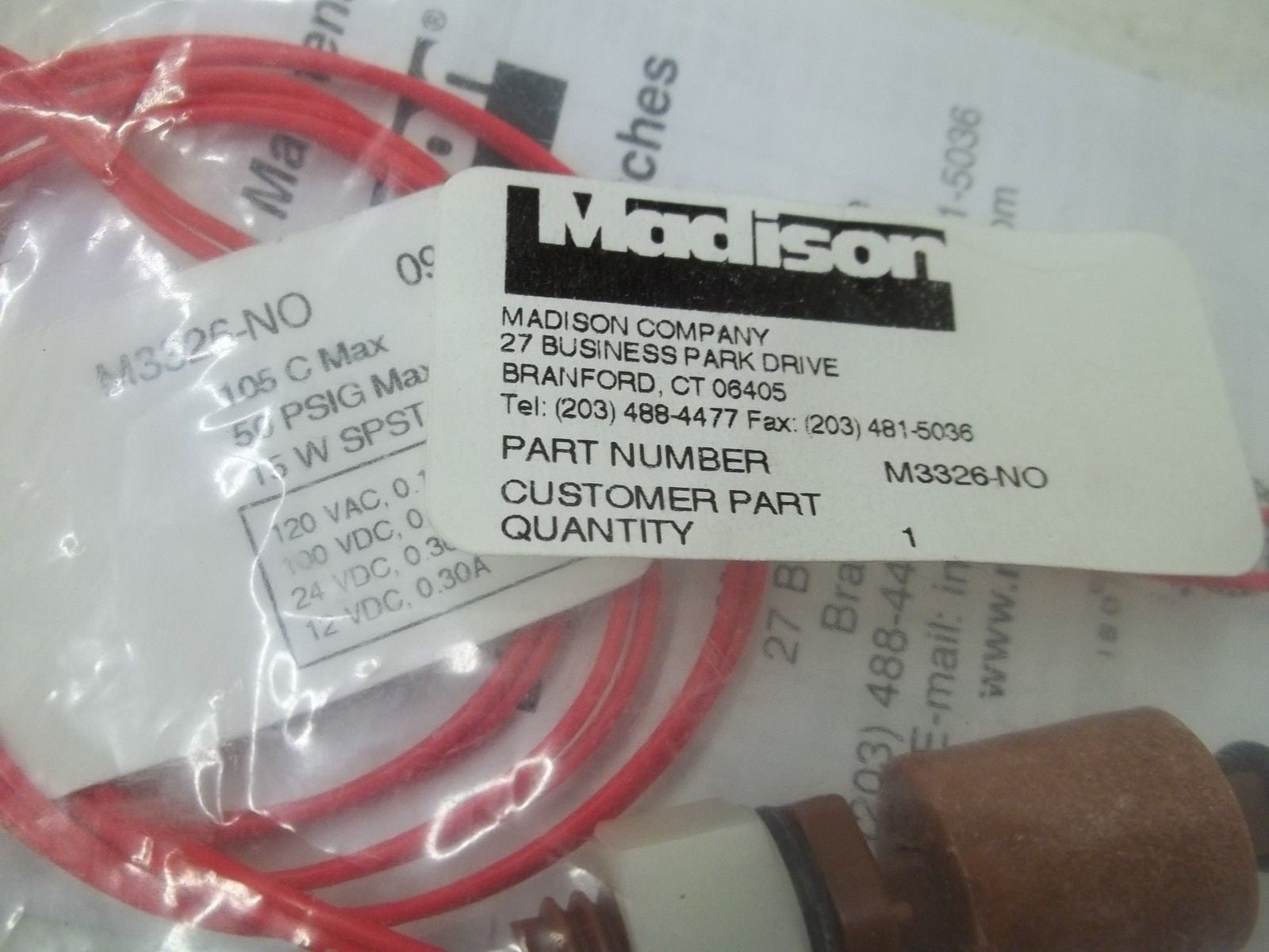MADISON M3326-NO LIQUID LEVEL SWITCH *NEW IN A BAG*