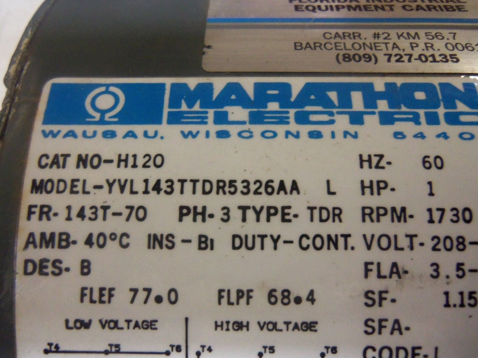 MARATHON ELECTRIC H120 *USED*