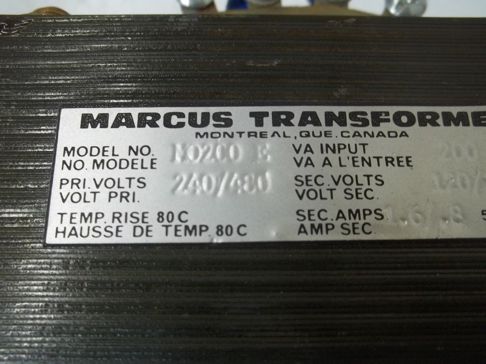 MARCUS MO200E TRANSFORMER *USED*