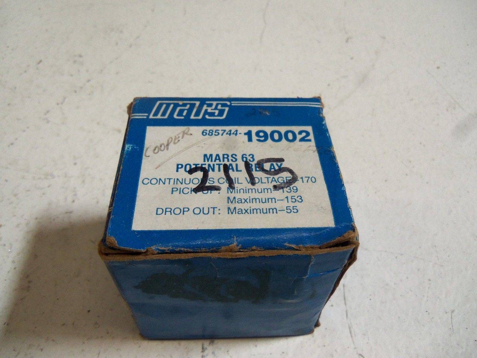 MARS 685744-19002 POTENTIAL RELAY *NEW IN BOX*
